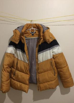 Куртка унисекс  яркая горчичная  с геометрическим принтом5 фото