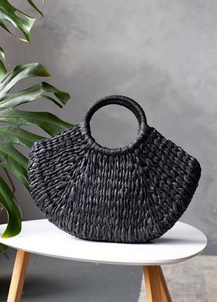 Летняя соломенная сумка чёрная 5395