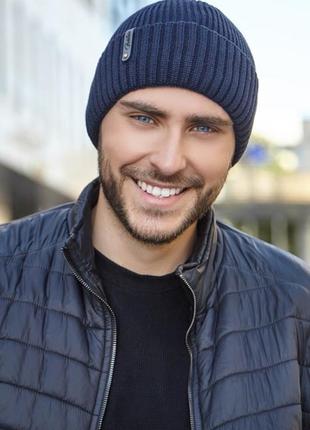 Универсальная теплая мужская шапка "итан" - 5033 джинс