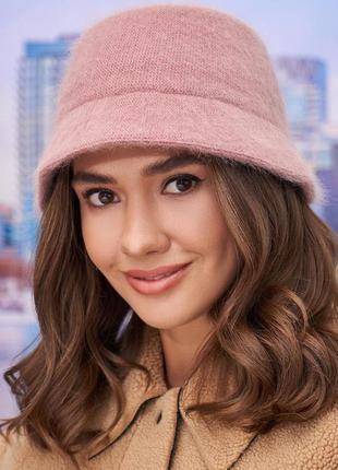 Пушистая утепленная панама валери тёмная пудра 4974
