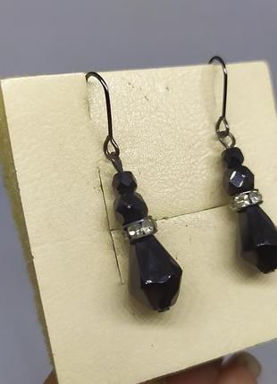 Серьги со стеклянными подвесками