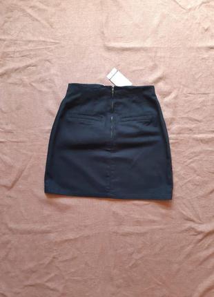 Черная юбка трапеция с пуговицами3 фото