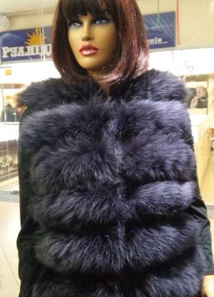 Шикарна жилетка жіноча з хутра песця попелястого кольору