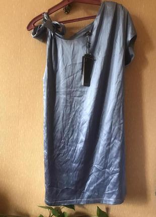 Платье нарядное серо-голубое натуральный шелк superrash chloe