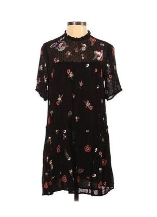 Платье шифоновое черное в цветочный принт пайетки zara4 фото