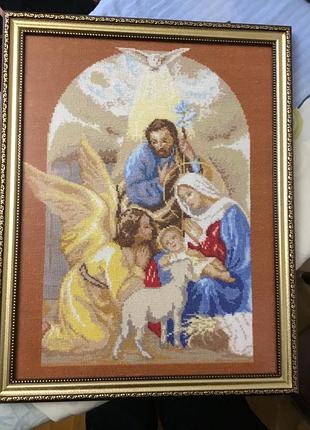 Икона рождения иссуса крестовая вышита мелким крестиком.