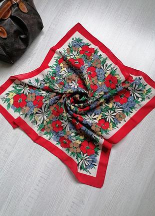 🌹яскравий, акцентний вінтажний хустку в принт🌹хустина в квітковий принт