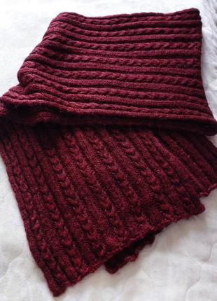 Теплий зимовий шарф кольору марсала2 фото
