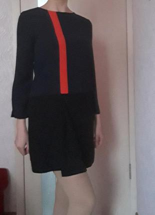Платье zara черно- синее с оранжевой полоской1 фото
