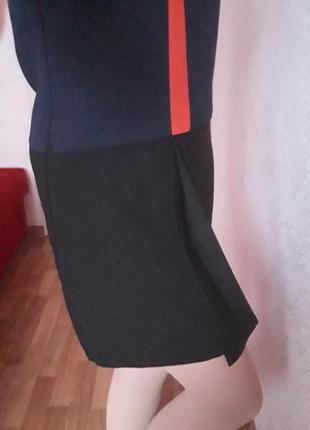 Платье zara черно- синее с оранжевой полоской9 фото