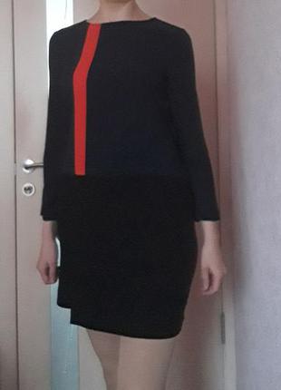 Платье zara черно- синее с оранжевой полоской3 фото