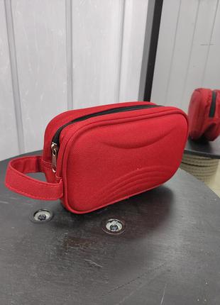 Органайзер красный косметичка на молнии сумочка с ручкой для путешествий1 фото