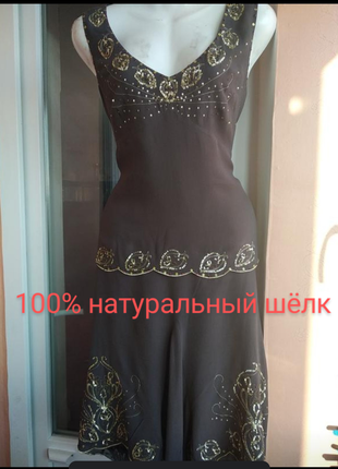 Шикарний костюм з вишивкою 100% натуральний шовк бренду austin reed uk 14 eur 42