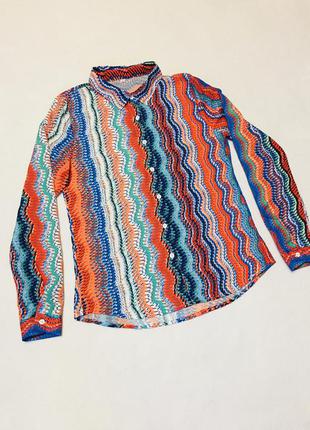 Блузка рубашка різнокольорова із довгими рукавами , блуза1 фото