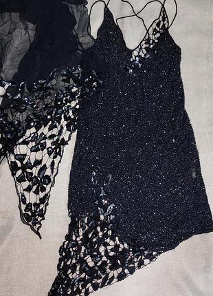 Вечірнє плаття - бісер-паєтки+шалик - marcelane uk 12 eu 40 - сток