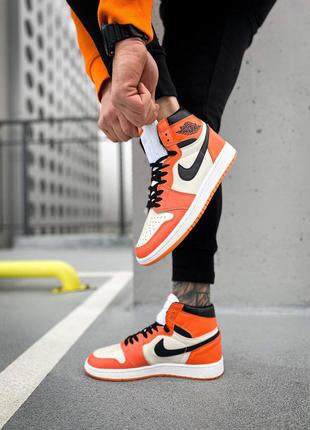 Кросівки весна осінь найк джордан 1🏀36рр - 45рр🏀nike air jordan 1 retro high og orange white, демисезонные кроссовки джорданы