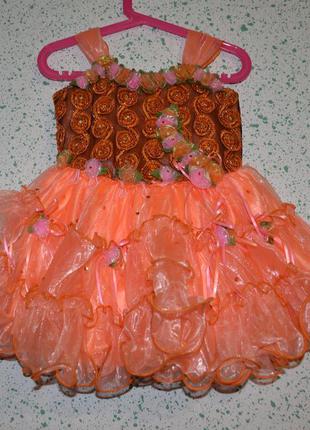 Светло-коралловое детское нарядное платье на 3-5 лет1 фото