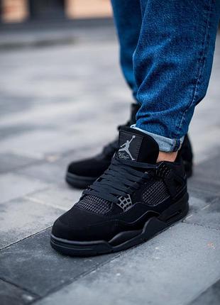 Кроссовки мужские найк nike air jordan retro 4 all black