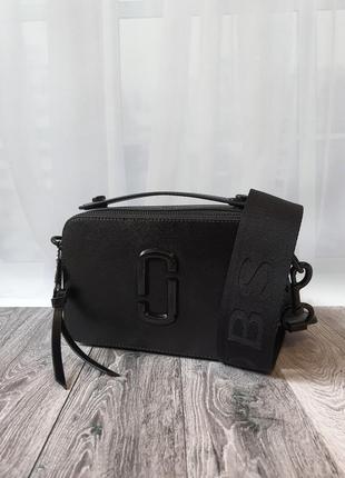 Marc jacobs snapshot xl black брендовая крутая черная сумка из натуральной кожи жіноча стильна чорна сумочка натуральна шкіра