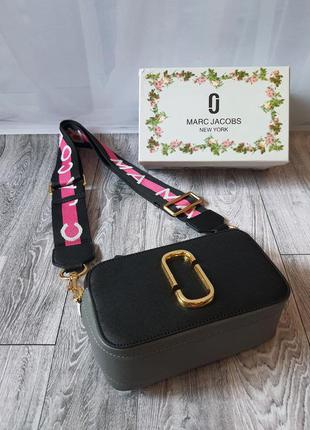 Marc jacobs snapshot black pink жіноча чорна елегантна брендова сумочка брендовая черная модная сумка