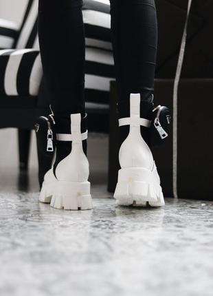 Prada milano monolith white black женские ботинки прада4 фото
