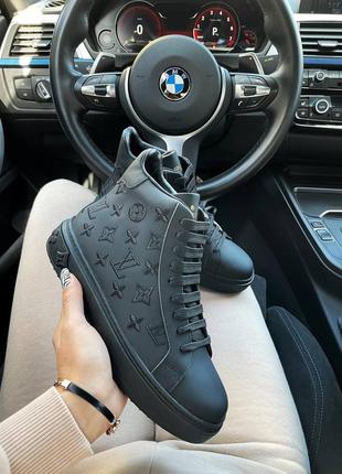 Louis vuitton lv sneakers high black жіночі кросівки луї вітон чорні