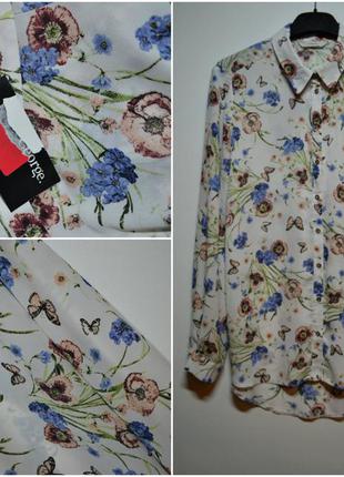Новая красивая блуза с  длинным рукавом в цветы1 фото