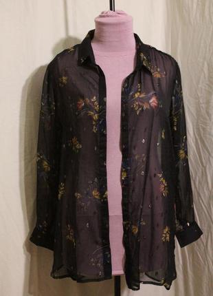 Шикарна нарядна блузка сорочка, легенький шифон з принтом і блиском