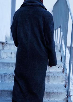 Escada брендове вовняне шерсть, мохер довге класичне двобортне пальто оверсайз бойфренд чорне5 фото