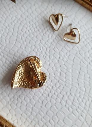 Винтаж брошь сердце эмаль