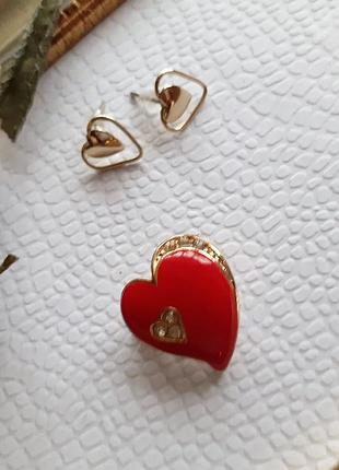 Винтаж брошь сердце эмаль