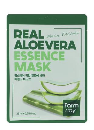 Зволожуюча тканинна маска для обличчя з алое farm stay real aloe vera essence mask