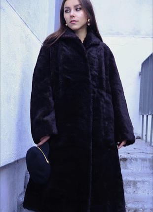 Брендовая натуральная меховая шуба тедди длинная оверсайз винтаж шерсть пальто зимнее3 фото