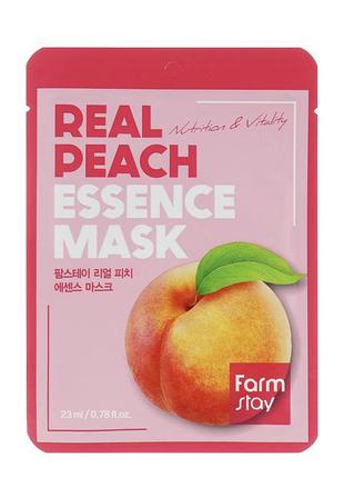Тканинна маска для обличчя з екстрактом персика farmstay real peach essence mask