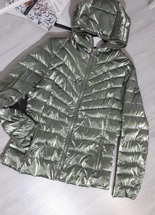 Куртка с капюшоном/куртка металик rino&pelle/курточка с голографическим принтом3 фото