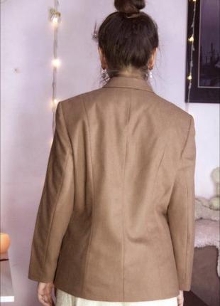 Класичний брендовий шерсть вовняний жакет бежевий піджак нюдовый оверсайз7 фото