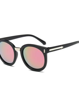 Солнцезащитные очки черные с розовыми линзами