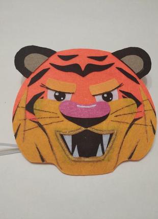 Карнавальна маска з фетру тигр з іклами1 фото