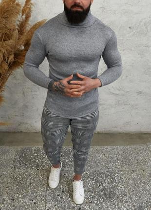 Гольф свитер мужской asos с подворотом серый турция / гольф светр кофта чоловічий сірий3 фото