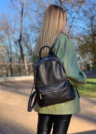 Рюкзак кожаный чёрный женский большой италия4 фото