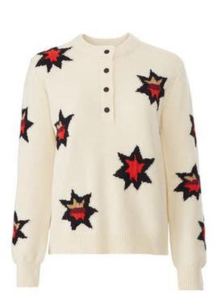 Scotch soda пуловер шерсь на гудзиках в зірковий принт
