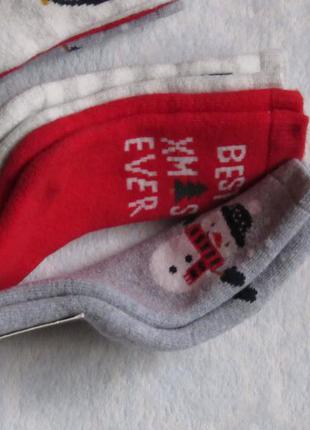 Носки носочки махровые со стоперами новогодние детские 3 шт. раз.18 - 20 от c&a новые3 фото