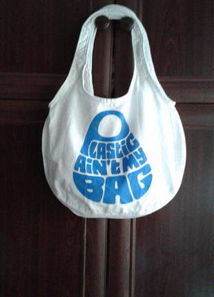 Белая сумка-шоппер торба из хлопковой ткани экосумка1 фото