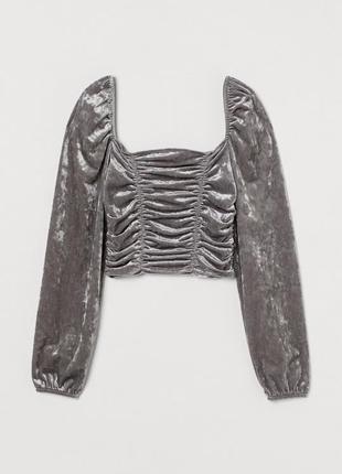Оксамитовий топ блуза hm з квадратним вирізом буф