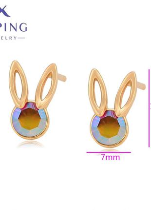 Серьги пусеты xuping с кристаллами swarovski  💎 
зайки 🐇