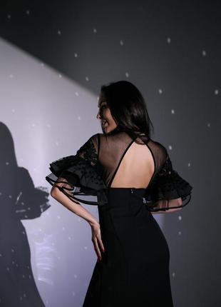 Платье женское, длинное, нарядное, черное, вечернее, на корпоратив, коктейльное4 фото