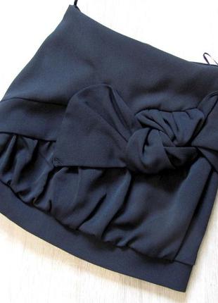 Р.128,134,140,146,152  школьная форма - юбка чёрная, короткая, с бантом и складками1 фото