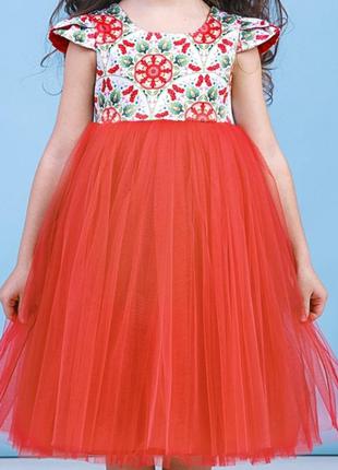 Красное платье с принтованым верхом zironka3 фото