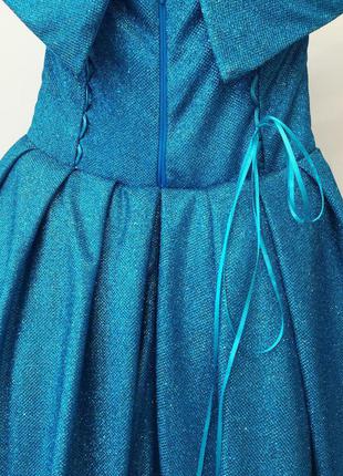 Пышное синее платье для девочки5 фото