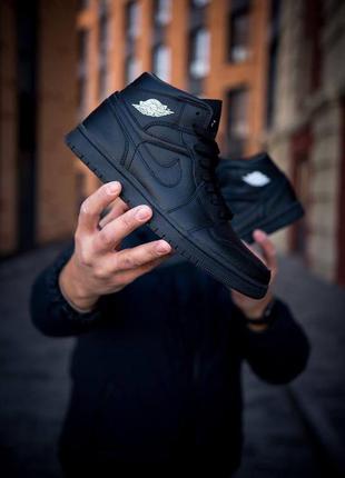 Nike air jordan retro 1 high black мужские кроссовки найк аир джордан